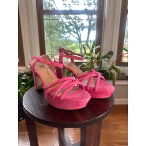 Cole Haan NWOT Grove Pink Suede Ankle Strap Platform Sandals Sz. 8B